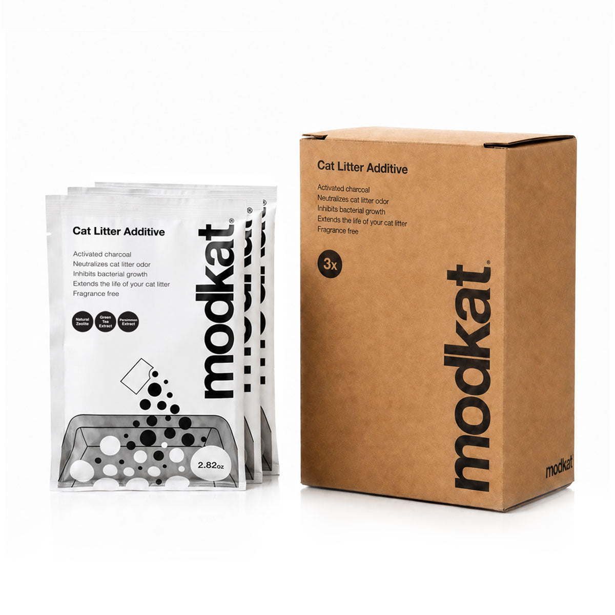 Modkat Cat Litter additive box and 3 packs